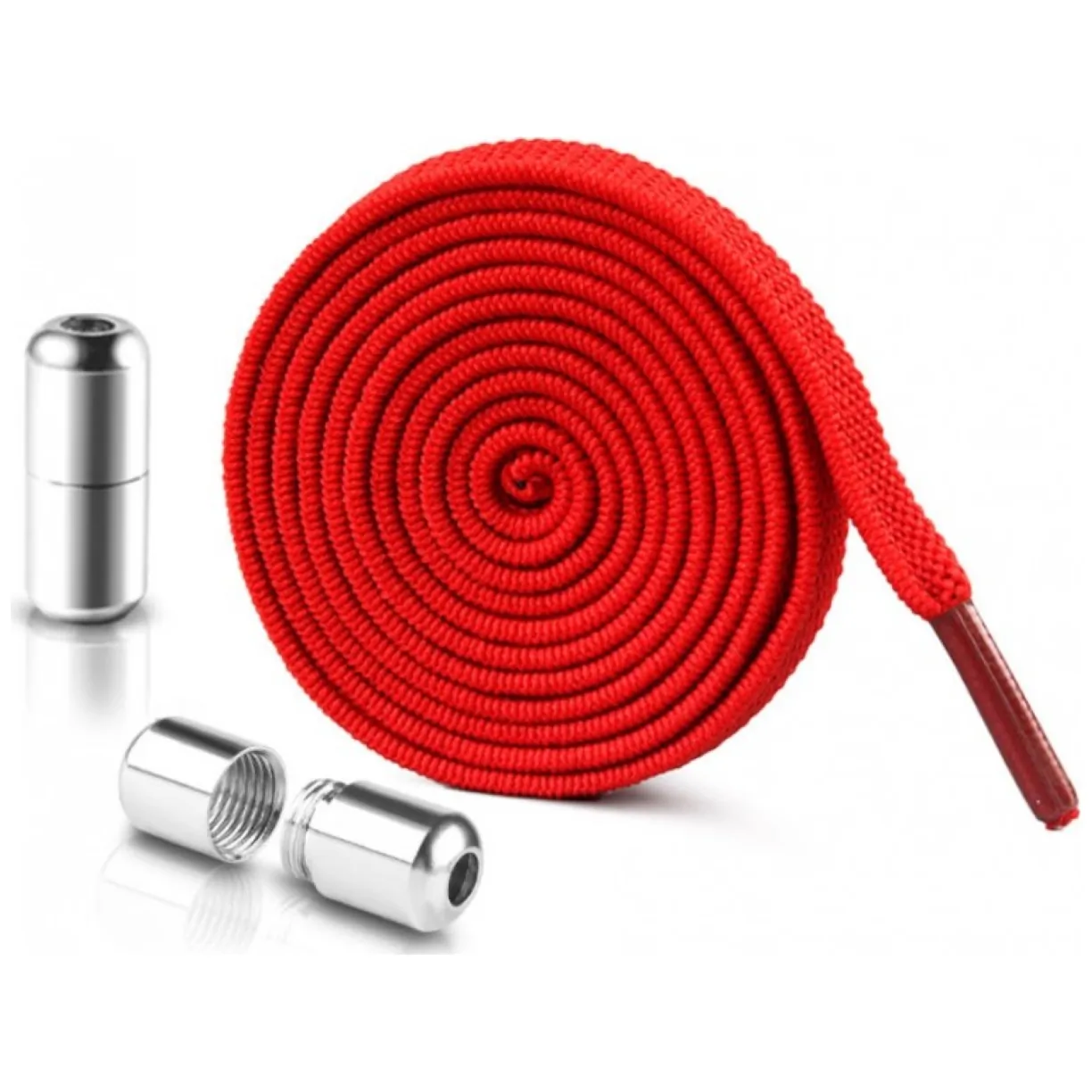 Elastyczne sznurówki bez wiązania 100 cm czerwone 2 szt. metalowe spinki - obrazek 2