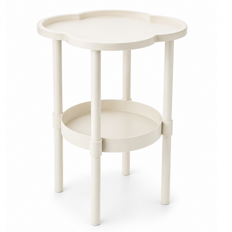 Mobilny stolik kawowy w kształcie koniczyny biały 37x37x46cm STL27B - obrazek 4