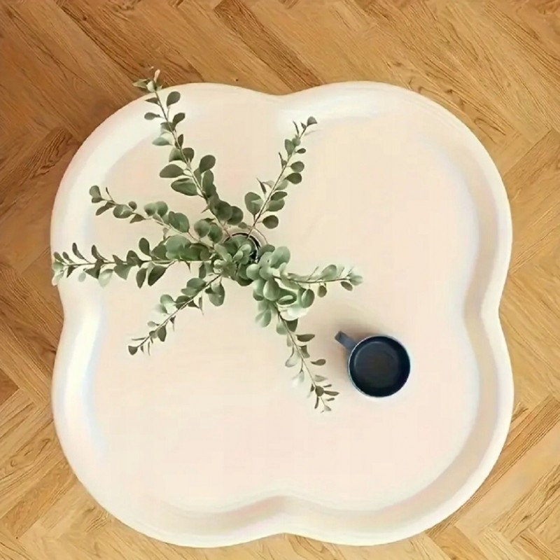 Mobilny stolik kawowy w kształcie koniczyny biały 37x37x46cm STL27B - obrazek 5