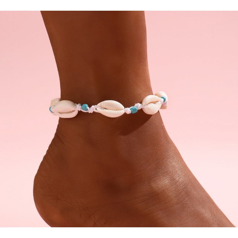 Bransoletka z muszelkami na stopę B537 - obrazek 3