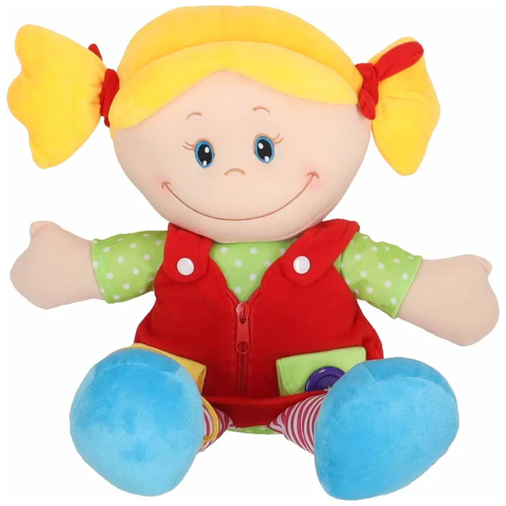 Kolorowa szmaciana lalka sensoryczna przytulanka nauka ubierania - obrazek 12