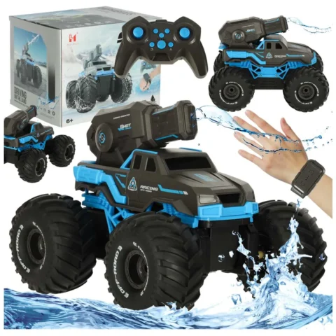 Samochód RC amfibia wodoodporny sterowany gestami ręką + 2 piloty niebieski