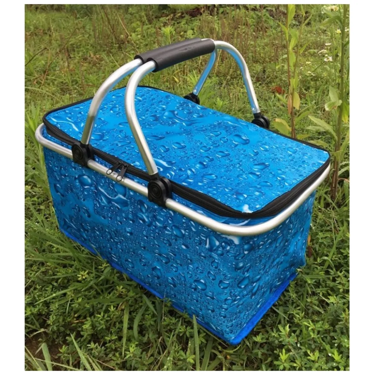 Praktyczny składany kosz termiczny 47x27x23 cm na piknik i zakupy - obrazek 2