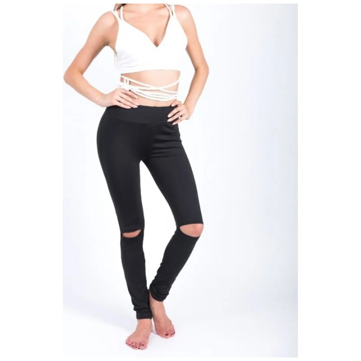 Sportowe Legginsy Fitness Trening Czarne - obrazek 3