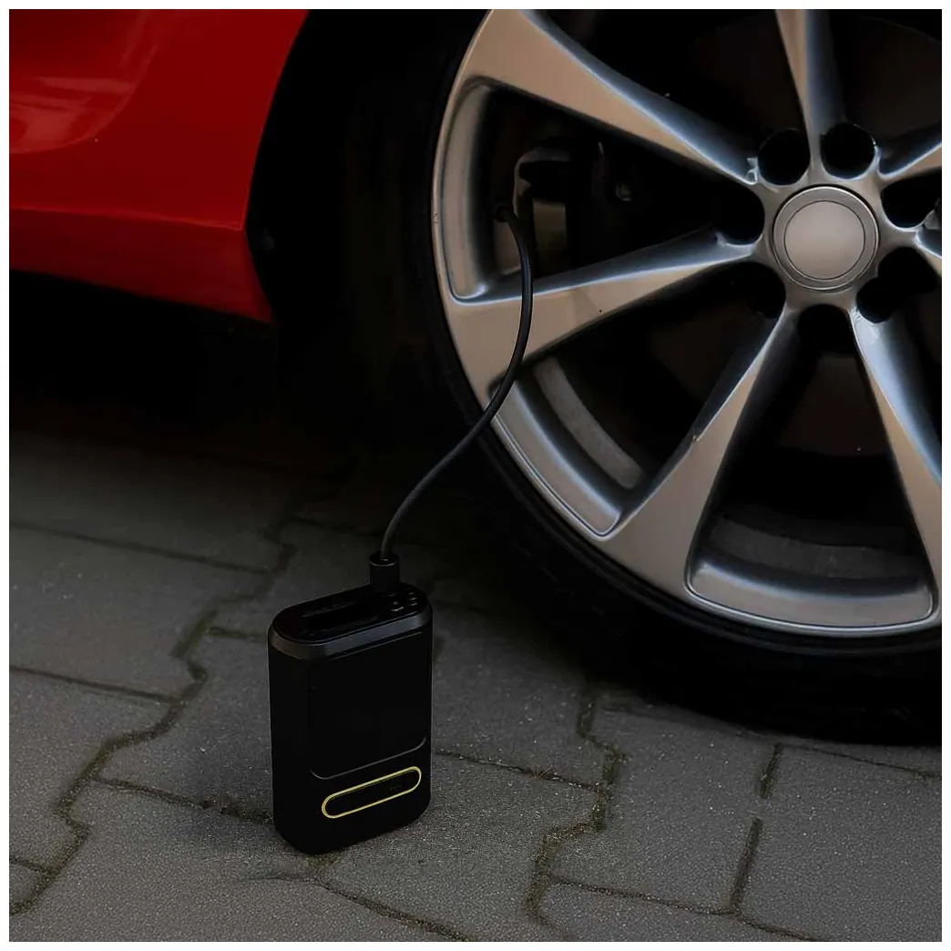 Bezprzewodowa pompka elektryczna powerbank latarka mini kompresor rower czarny - obrazek 7
