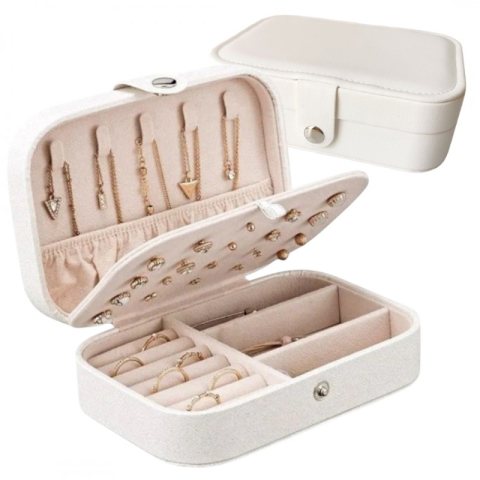 Szkatułka na biżuterię, etui, organizer, pudełko białe PD160B