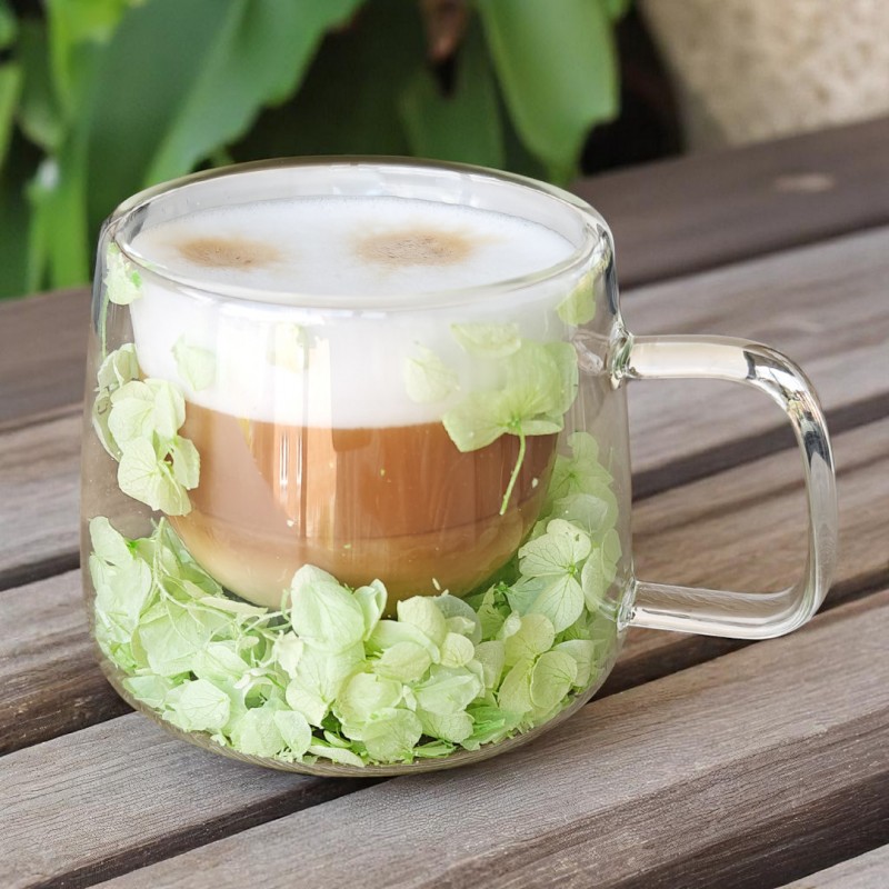 Szklanka termiczna z hortensją w środku, zielona 180 ml 1szt SZK173 - obrazek 2