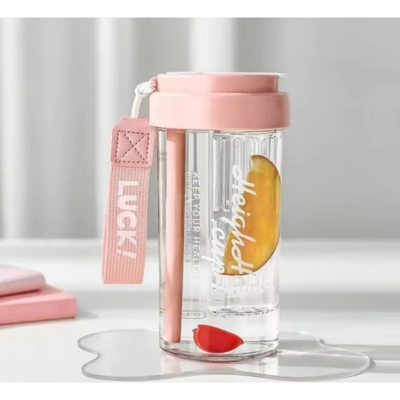 Butelka na wodę z koszyczkiem i słomką 600 ML Simple BD32R - obrazek 2