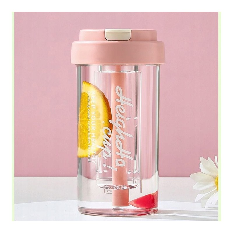 Butelka na wodę z koszyczkiem i słomką 600 ML Simple BD32R - obrazek 4