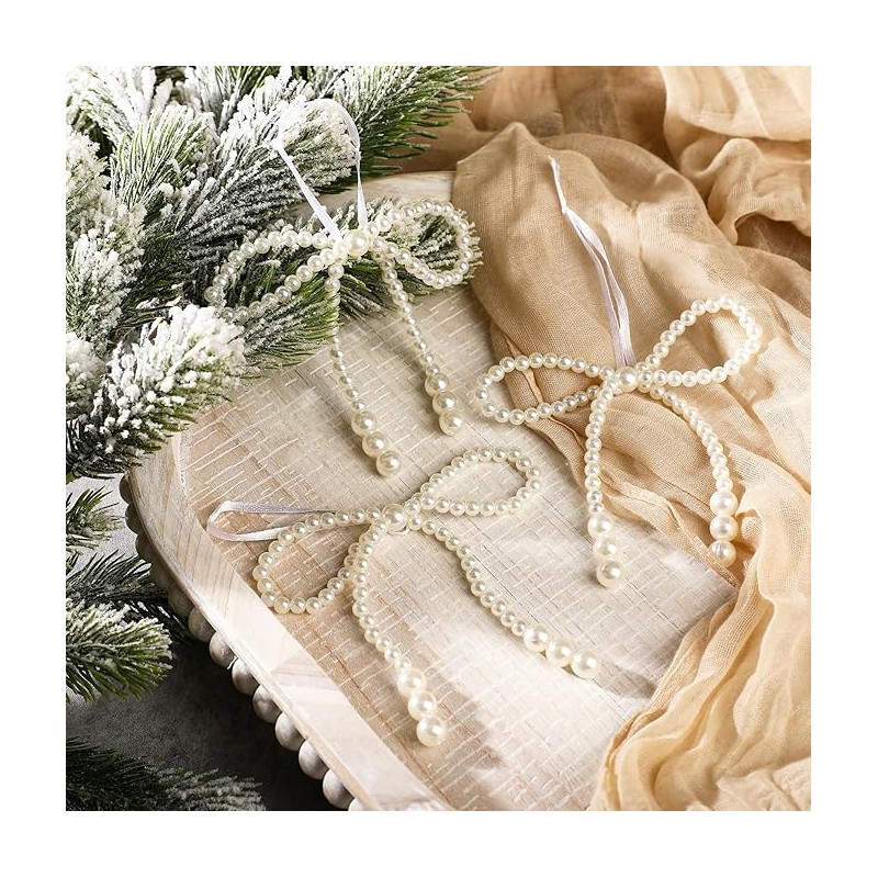 Kokardki perełkowe na choinkę, ozdoby świąteczne 10 x 12 cm, zestaw 6 szt. - WOZ53 - obrazek 5