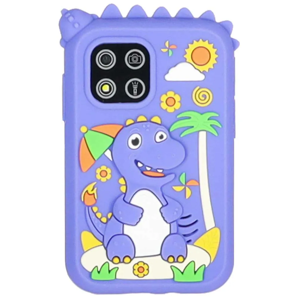 Zabawkowy smartfon dinozaur z aparatem i grami dla dzieci niebieski - obrazek 4