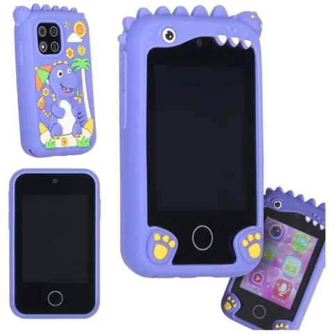 Telefon smartfon dla dzieci aparat kamera karta 8GB niebieski dinozaur