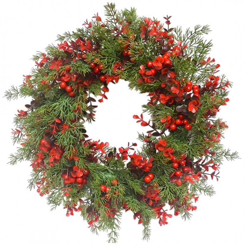 Girlanda wieniec ozdoba na drzwi stroik 45cm 160 gałązek choinka jak żywa WSN23 - obrazek 3