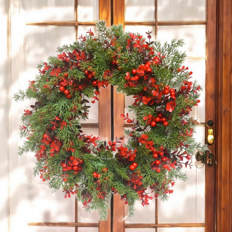 Girlanda wieniec ozdoba na drzwi stroik 45cm 160 gałązek choinka jak żywa WSN23 - obrazek 4