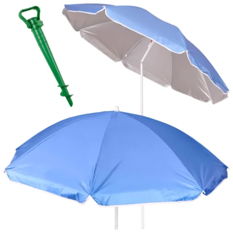 Parasol ogrodowy plażowy regulowany łamany składany UV 150cm niebieski