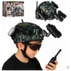 Zestaw żołnierza militarny hełm walkie talkie lornetka latarka