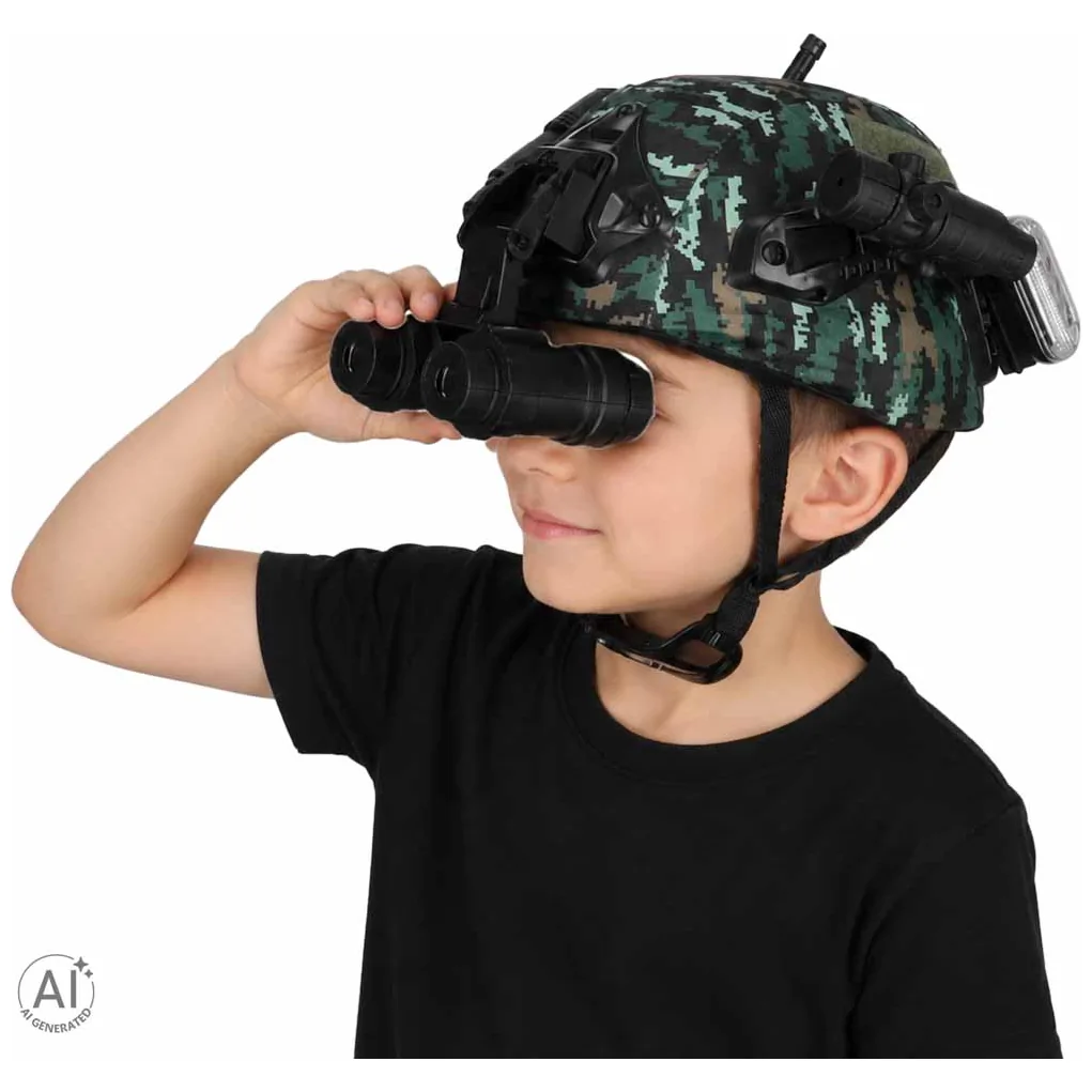 Zestaw żołnierza militarny hełm walkie talkie lornetka latarka - obrazek 18