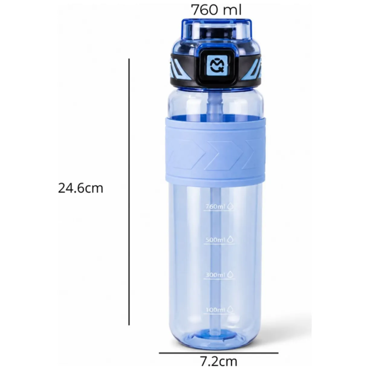Butelka na wodę, sportowy bidon z miarką 680ML niebieski BD64N - obrazek 4