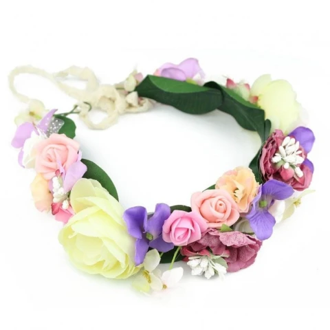 Wianek, opaska do włosów z kwiatów, delikatny wianuszek BOHO W53