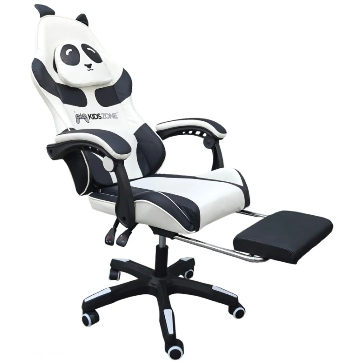 Fotel gamingowy obrotowy panda z podnóżkiem i masażerem dla dzieci - obrazek 5