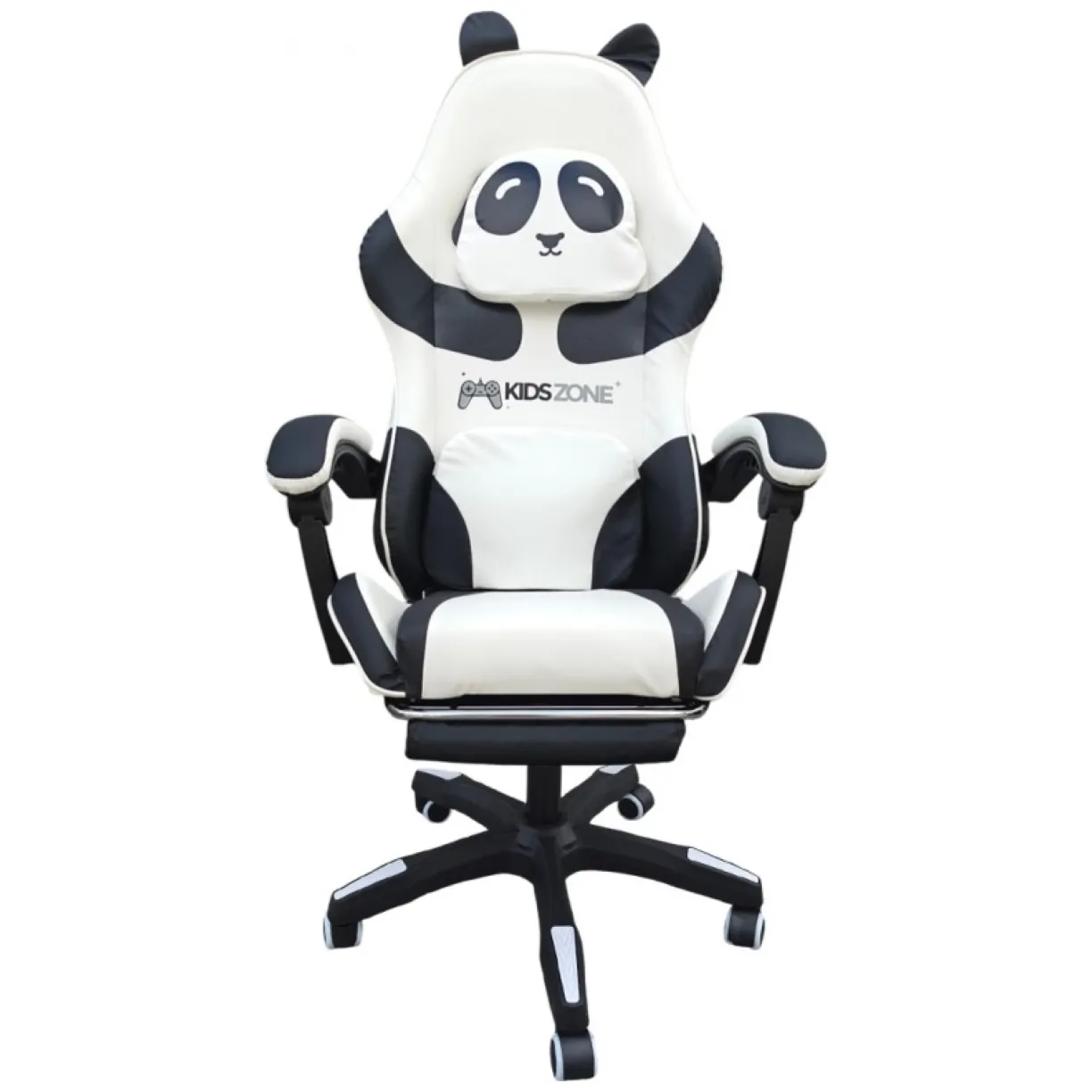 Fotel gamingowy obrotowy panda z podnóżkiem i masażerem dla dzieci - obrazek 6