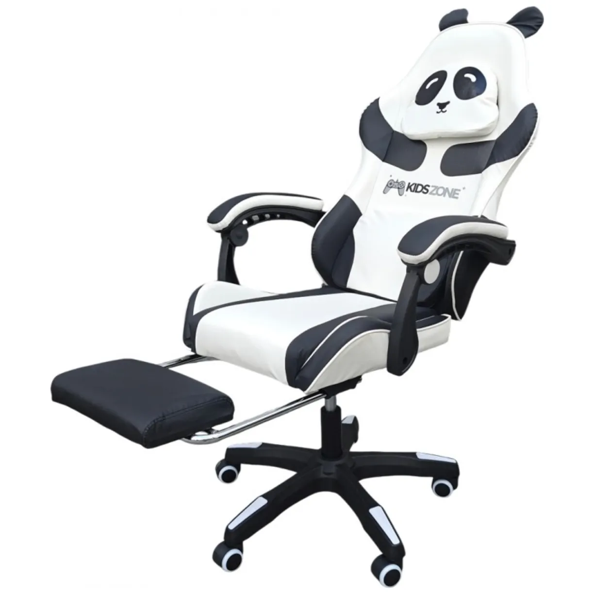 Fotel gamingowy obrotowy panda z podnóżkiem i masażerem dla dzieci - obrazek 10
