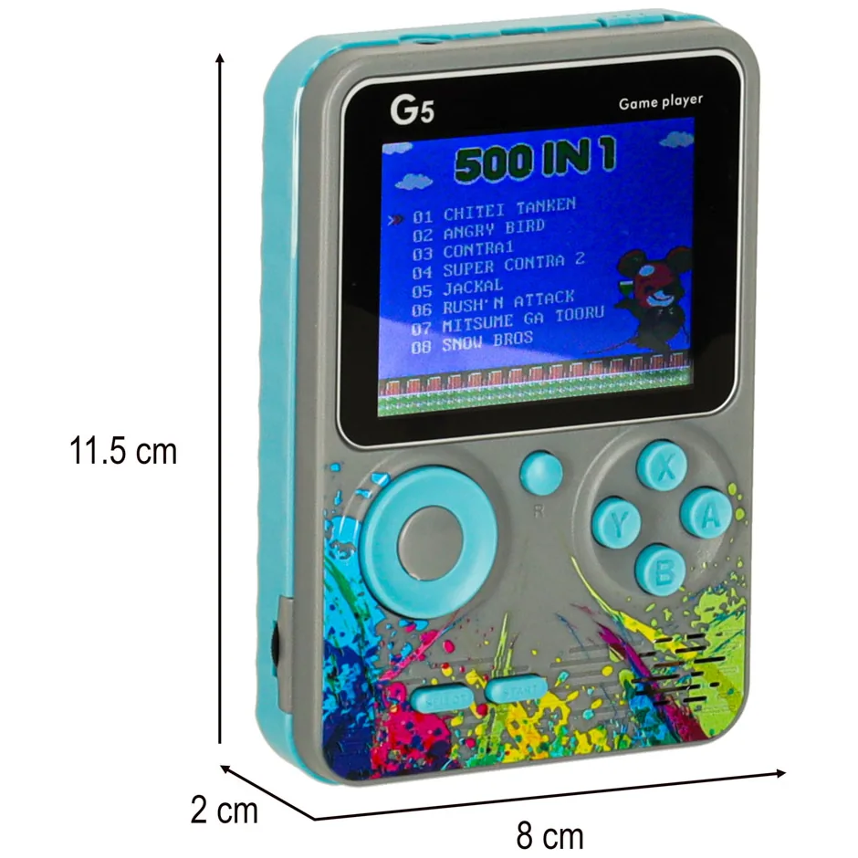 Konsola przenośna do gier mini elektroniczna retro 500 gier szara - obrazek 5