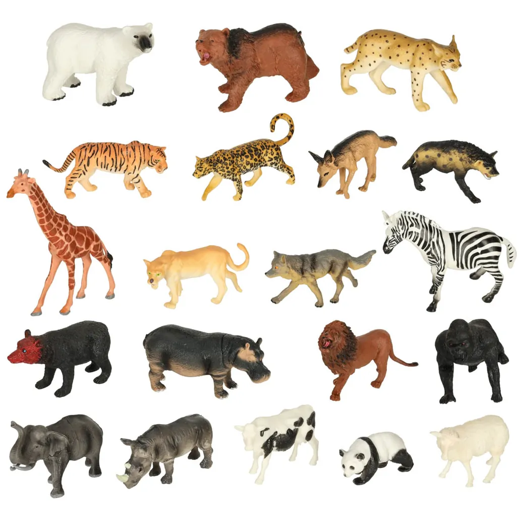 Figurki zwierząt zwierzęta zoo safari farma akcesoria skrzynka 59 elementów - obrazek 4