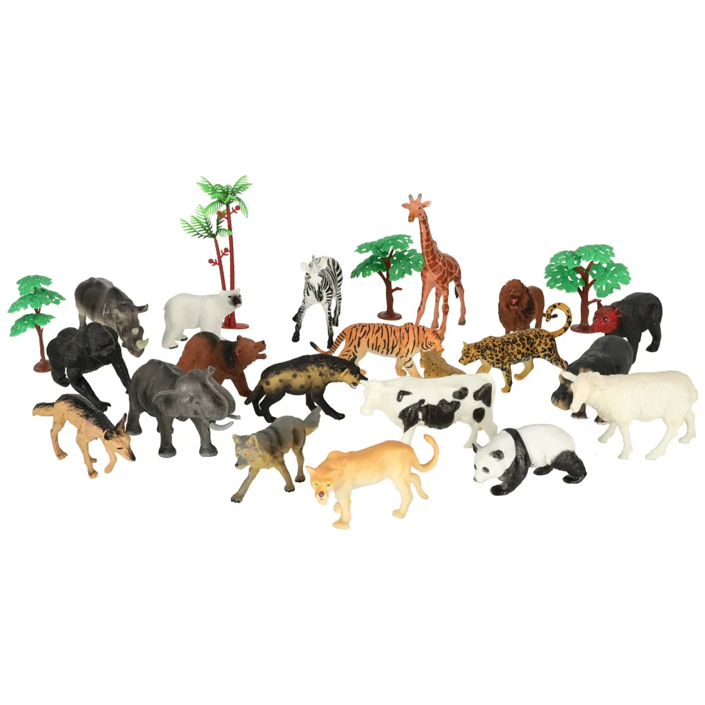 Figurki zwierząt zwierzęta zoo safari farma akcesoria skrzynka 59 elementów - obrazek 7