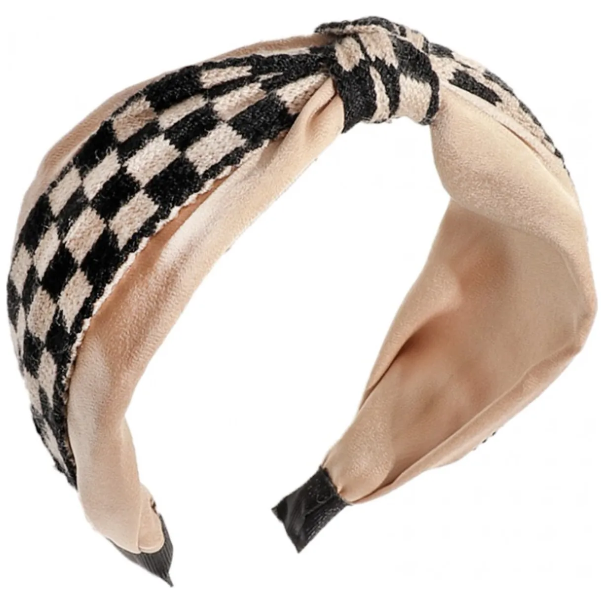 Opaska turban pepitka z materiału gruba 6,5cm O462
