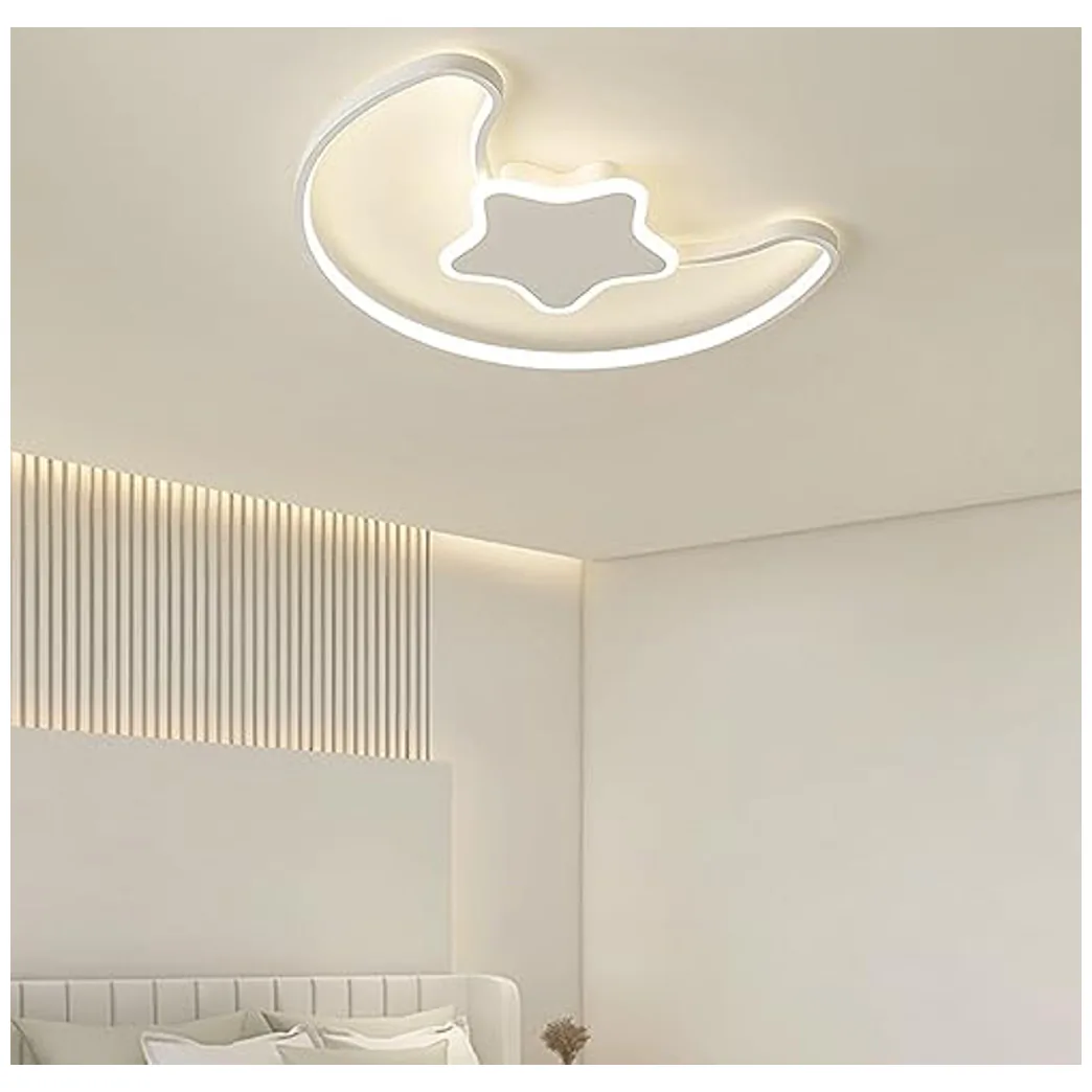 Lampa LED sufitowa plafon do pokoju dziecięcego ściemniana + pilot księżyc biała - obrazek 14
