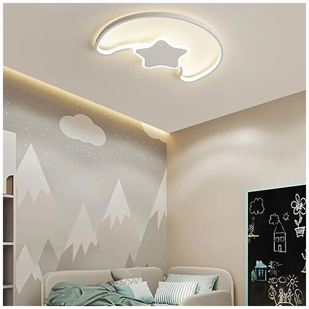 Lampa LED sufitowa plafon do pokoju dziecięcego ściemniana + pilot księżyc biała - obrazek 15