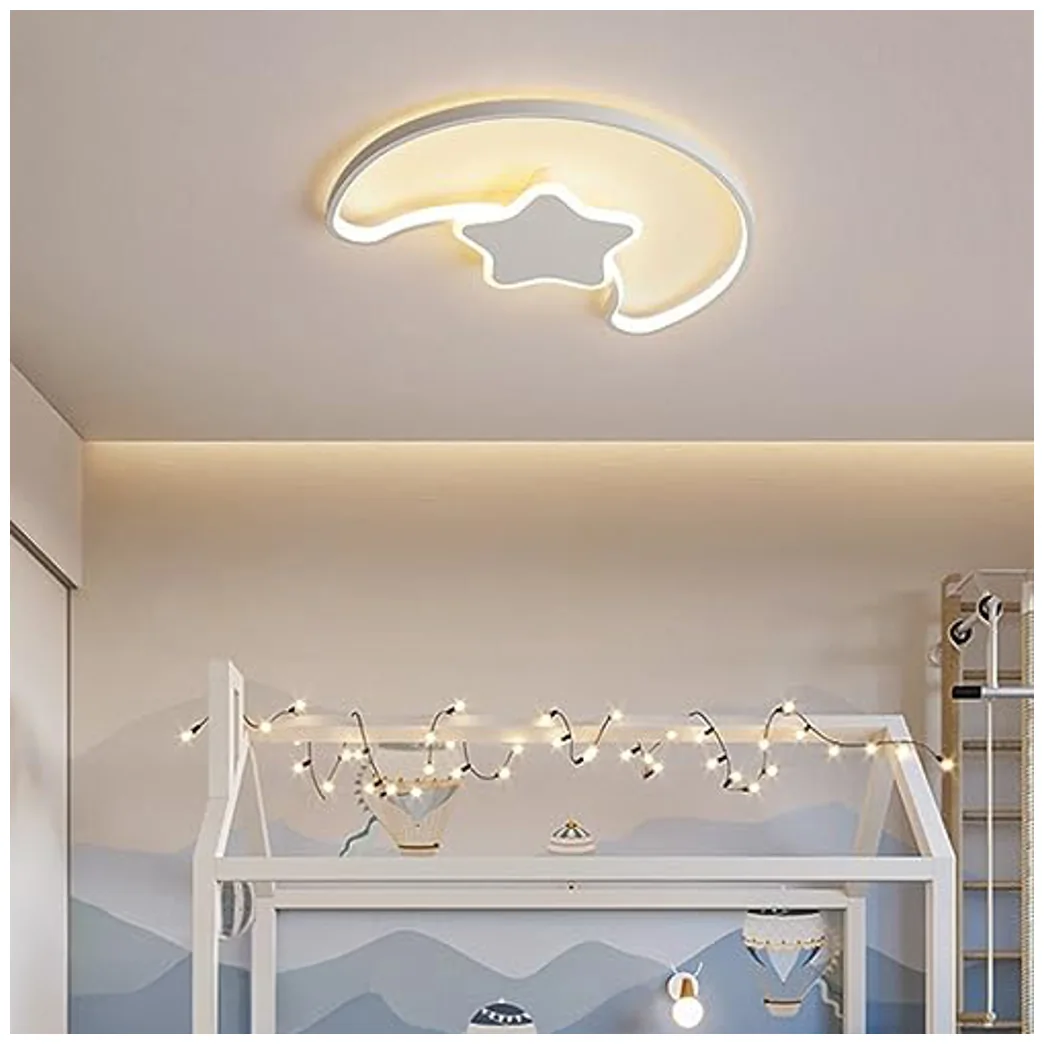 Lampa LED sufitowa plafon do pokoju dziecięcego ściemniana + pilot księżyc biała - obrazek 16