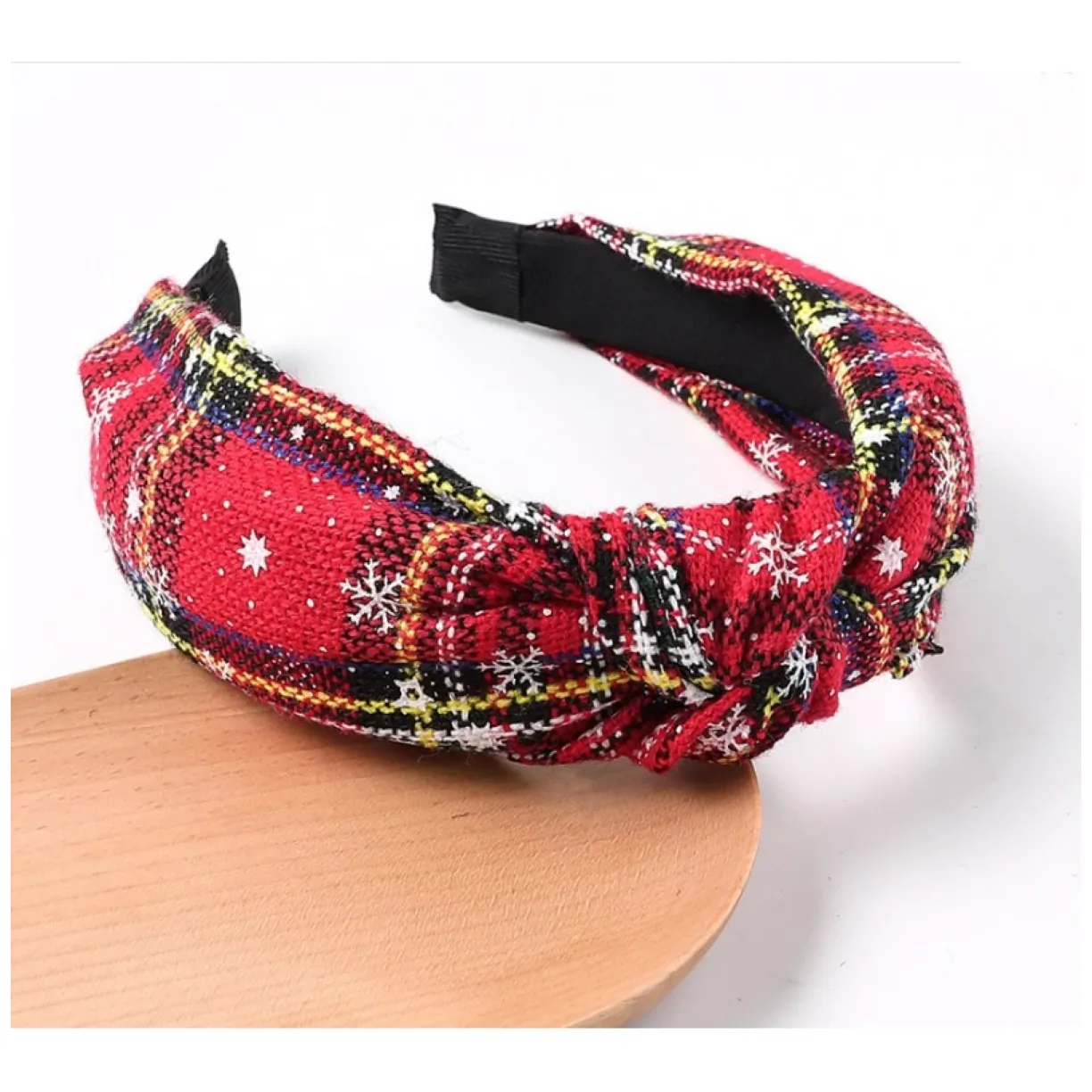Opaska turban z materiału gruba 6,5 cm świąteczna O457 - obrazek 2