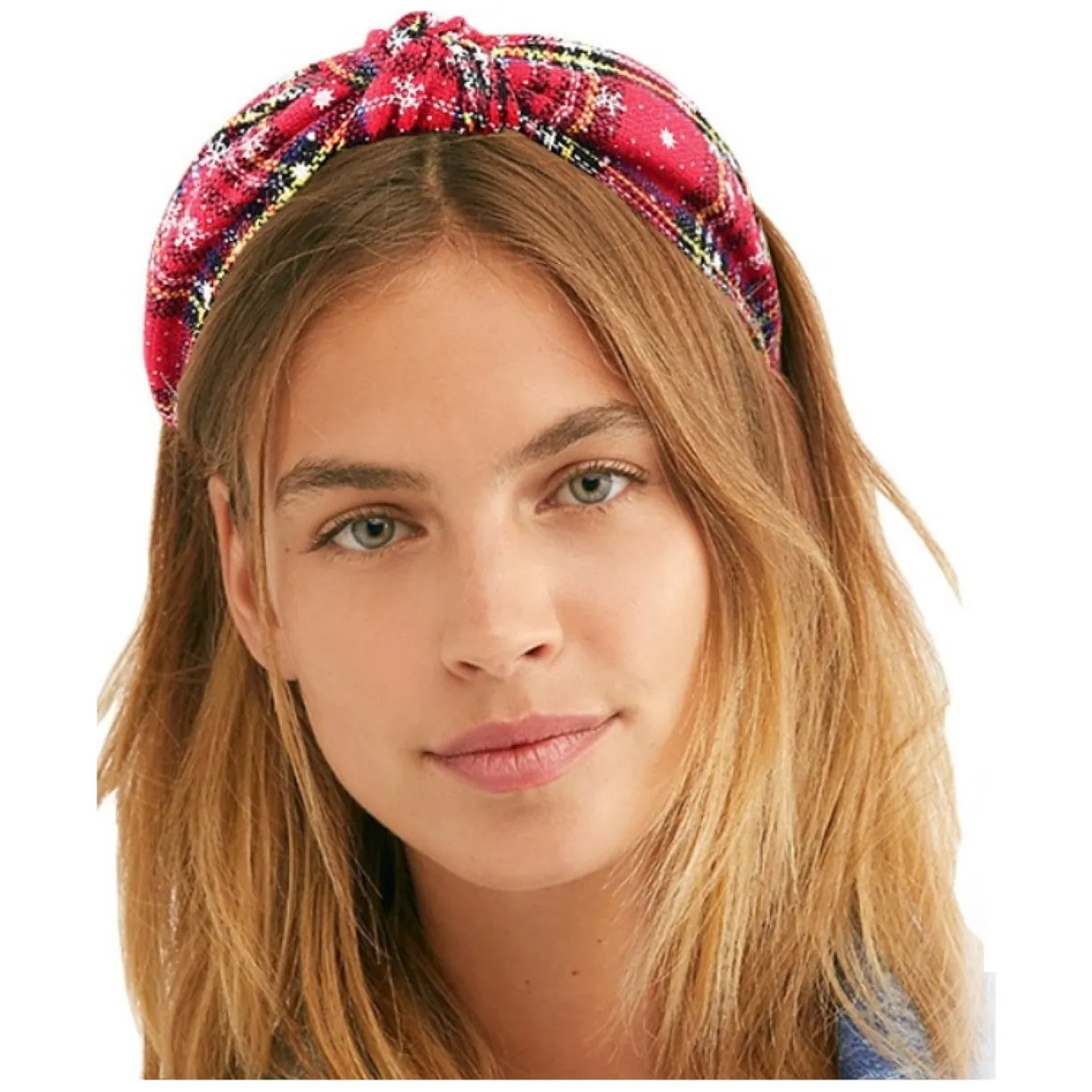 Opaska turban z materiału gruba 6,5 cm świąteczna O457 - obrazek 3