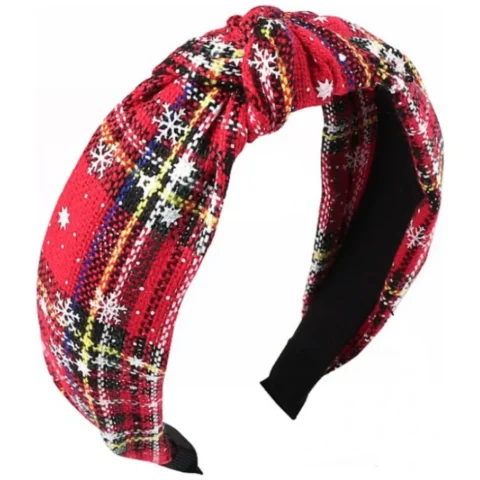Opaska turban z materiału gruba 6,5 cm świąteczna O457