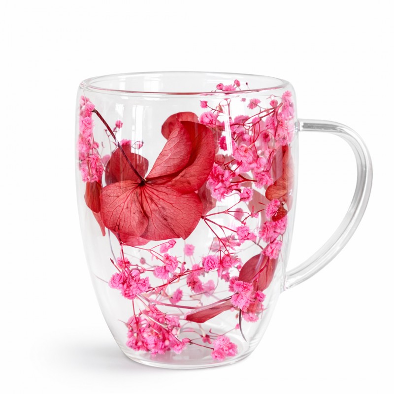 Szklanka termiczna z kwiatami w środku, gipsówka róż 300 ml 1szt SZK204 - obrazek 4