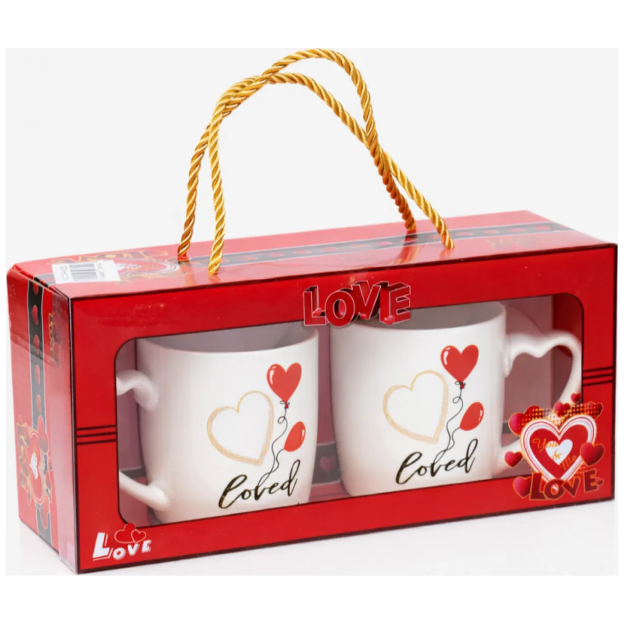 Zestaw 2szt KUBKÓW WALENTYNKOWYCH - LOVE YOU w pudełku z łyżeczkami 300 ml KB24 - obrazek 4