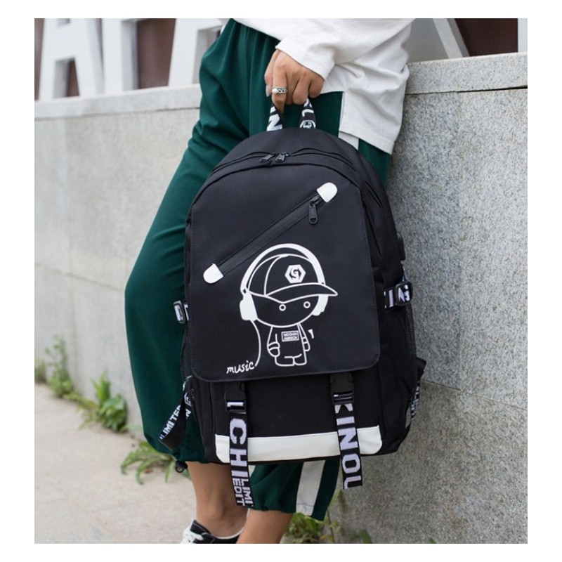 Plecak sportowy szkolny uniwersalny z grafiką świecącą w ciemności USB PL157 - obrazek 2