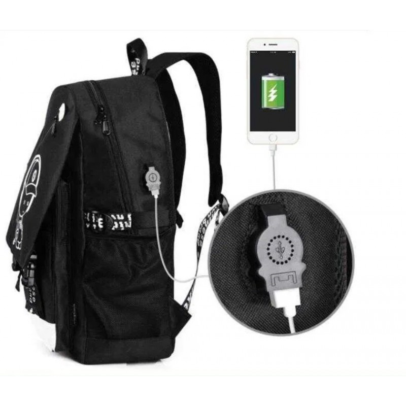 Plecak sportowy szkolny uniwersalny z grafiką świecącą w ciemności USB PL157 - obrazek 4