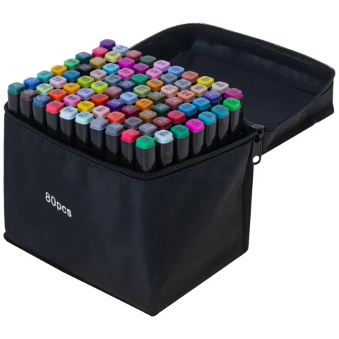 Markery dwustronne mazaki alkoholowe w etui 80 + podstawka