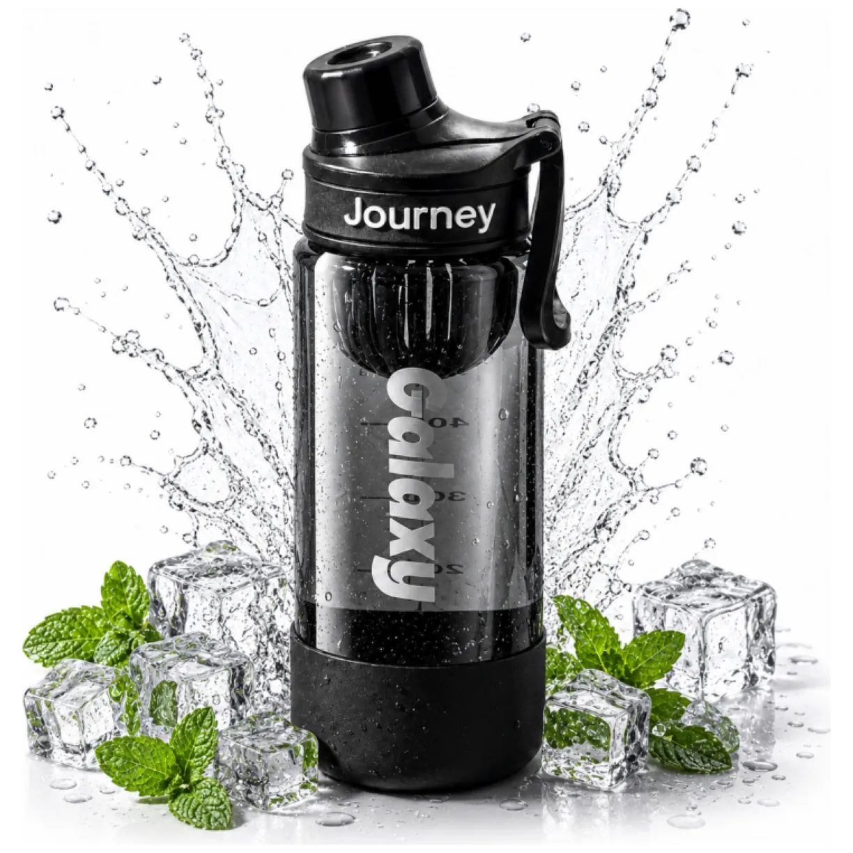 Czarny bidon sportowy 800ml z uchwytem i miarką, wolny od BPA