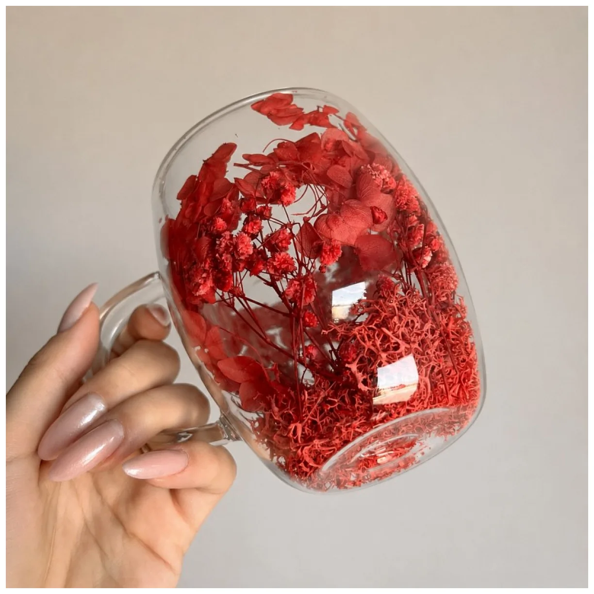 Szklanka termiczna z kwiatami w środku, pełne kwiatów mix, czerwone red 300ml 1szt - obrazek 3