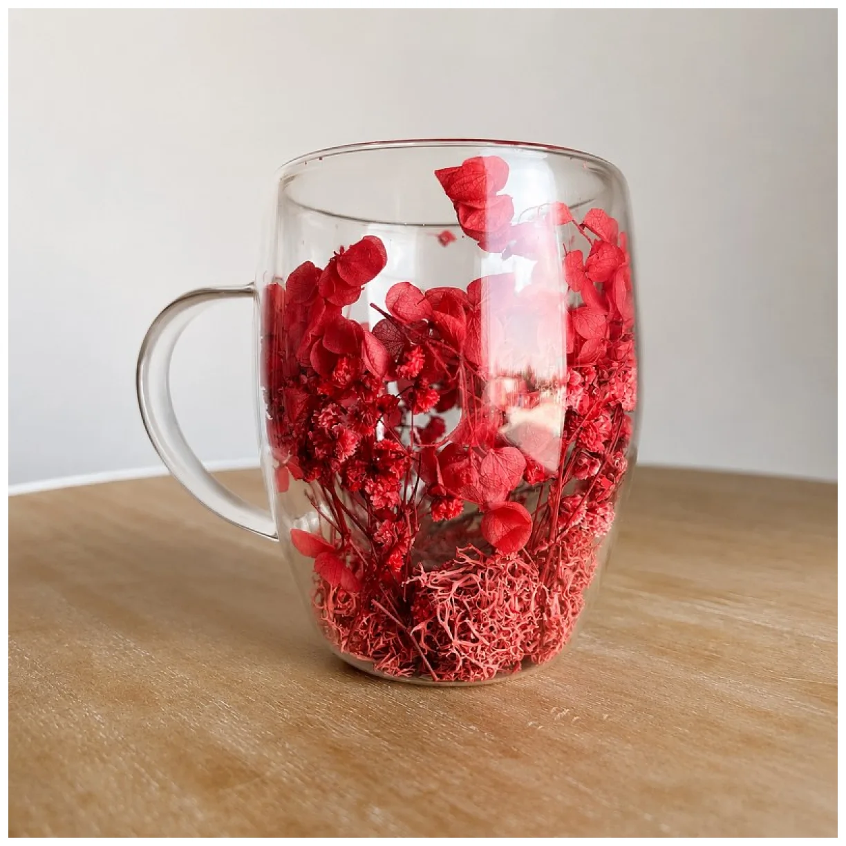 Szklanka termiczna z kwiatami w środku, pełne kwiatów mix, czerwone red 300ml 1szt - obrazek 5