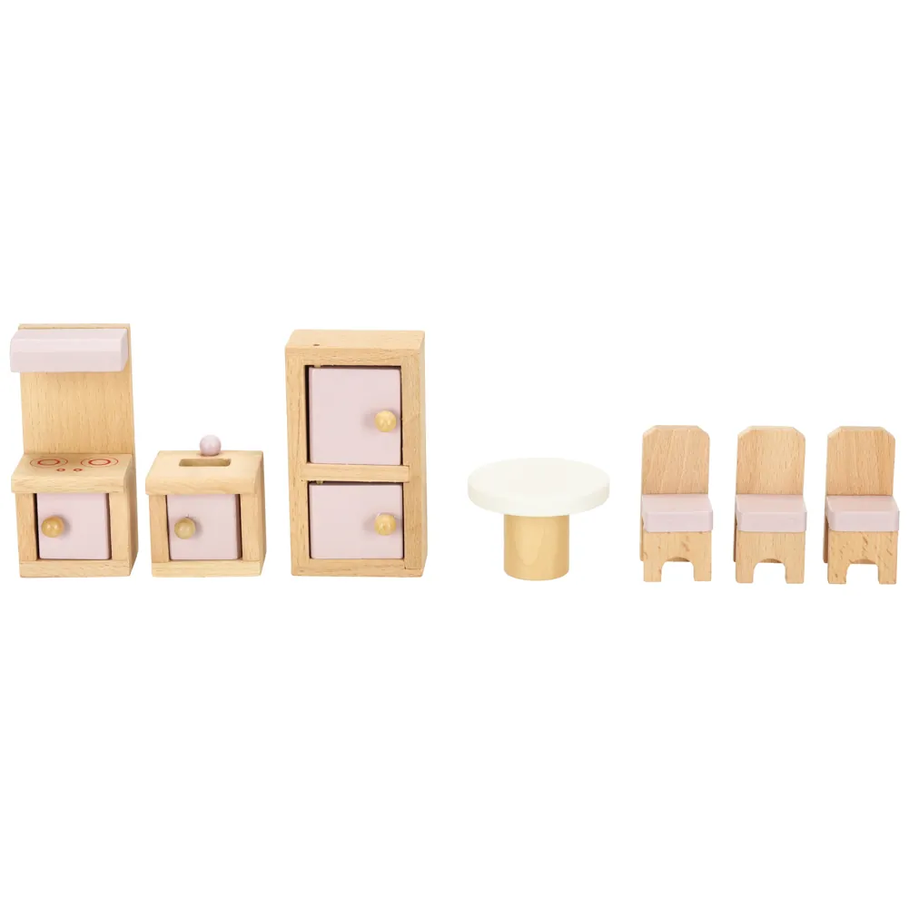 Mebelki do domku dla lalek meble drewniane zestaw różowy - obrazek 9
