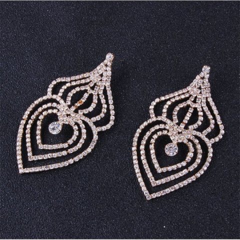 Kolczyki wiszące kryształki złote K979Z