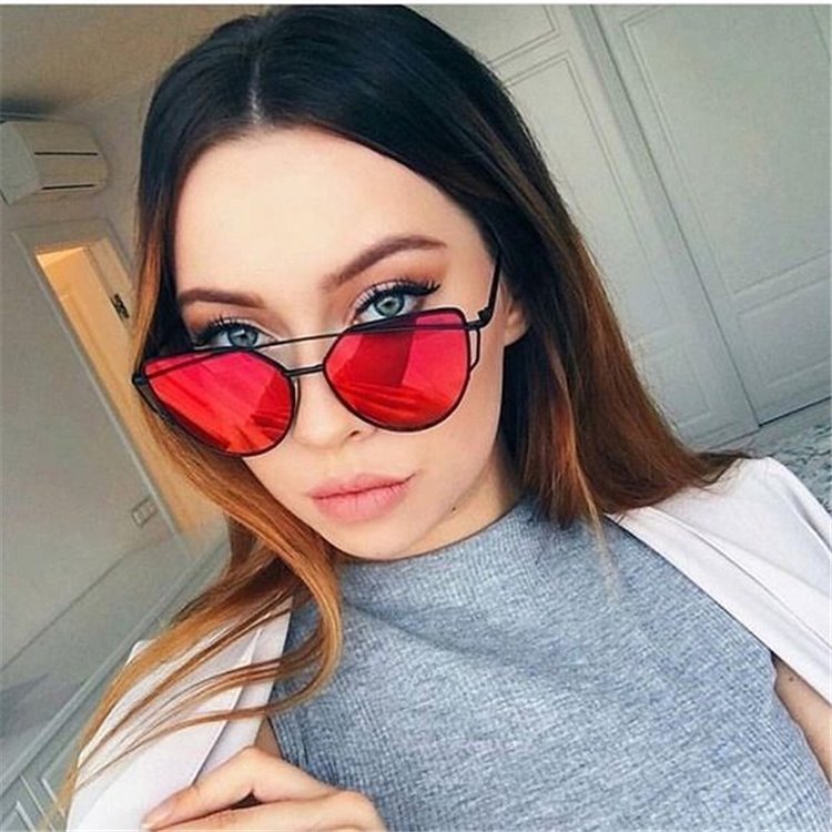 Okulary przeciwsłoneczne GLAM ROCK FASHION Lustrzanki Czerwone OK21WZ3 - obrazek 2