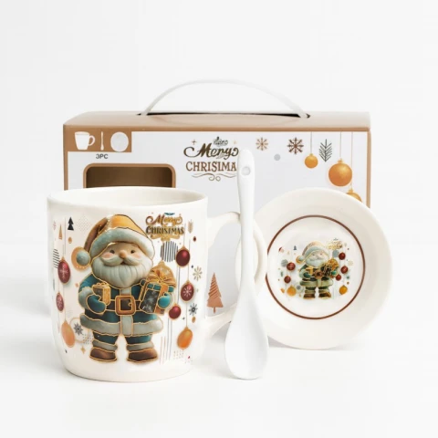 KUBEK ŚWIĄTECZNY - zestaw w pudełku z zaparzaczem i łyżeczką 350 ml KB34WZ4