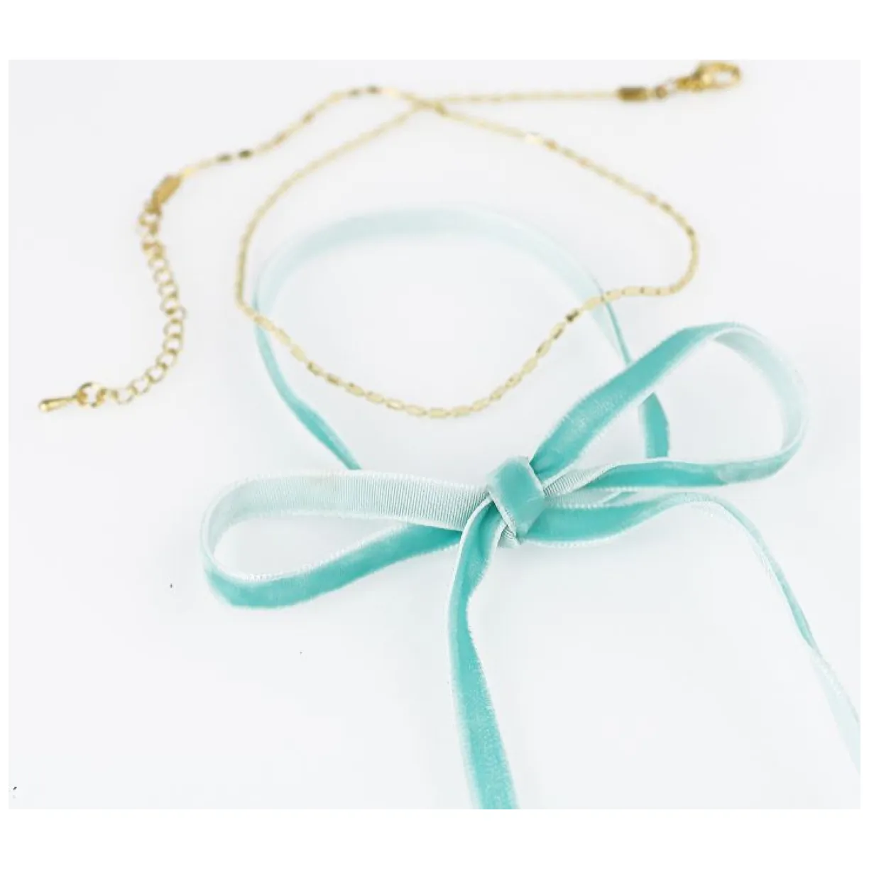 NASZYJNIK CHOKER VELVET CHAIN - RÓŻOWY N485R - obrazek 2