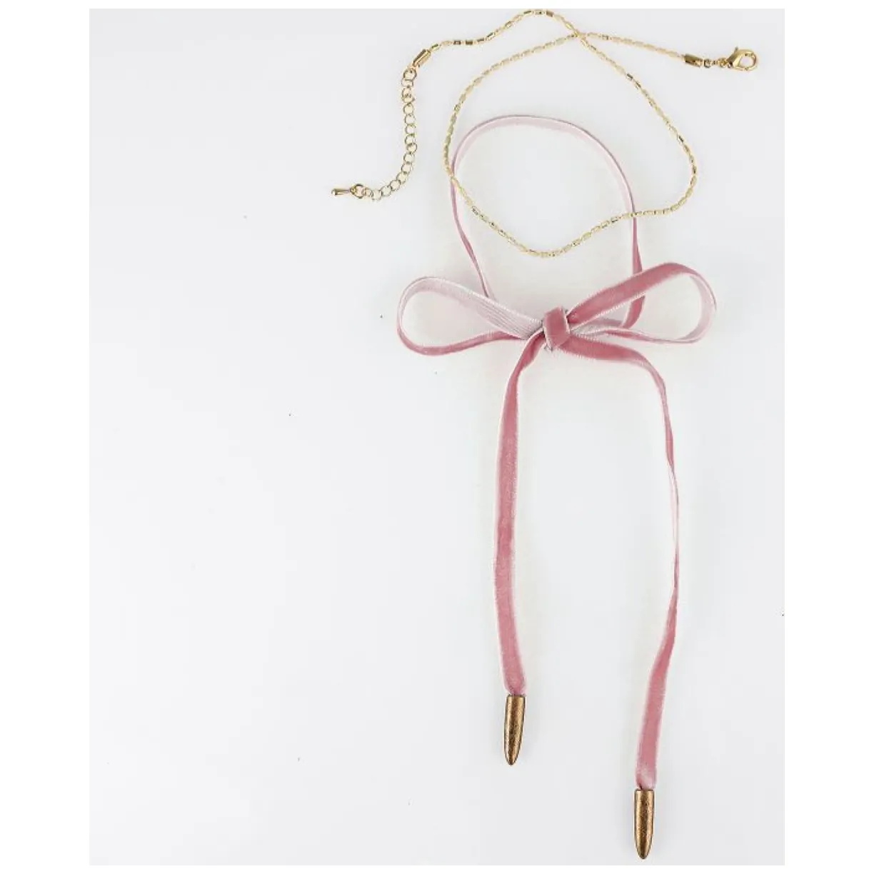 NASZYJNIK CHOKER VELVET CHAIN - RÓŻOWY N485R - obrazek 5